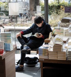 Tokyo, February 12 2014 - At Tsutaya Daikanayama bookshop, one can read books while drinking a coffee.