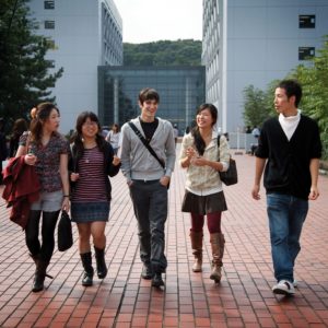 Tokyo, October 2010 - Japanese students and a French student in Chuo university, Tama campus.